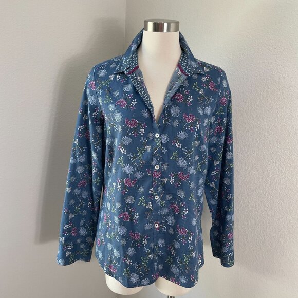 Foxcroft Appleseeds Shirt Womens 12 Wrinkle Free Floral Button Up Blouse Top - Picture 1 of 10